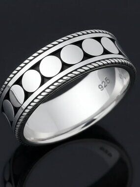 Bali Bead Sterling Silver Ring - Unisex Fashion Band
